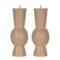 Melrose LED Flameless Abstract Tapered Candles with Remote - 9.25" - Beige - Set of 2